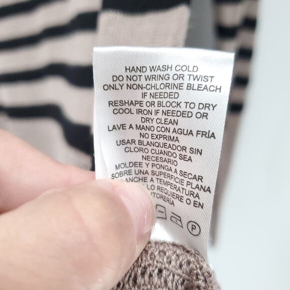 525america Classic Raglan Beige and Black Stripe Loose Knit Semi Sheer Sweater S - Picture 7 of 11